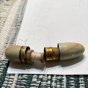 Vintage Cream and Gold Thread Holder